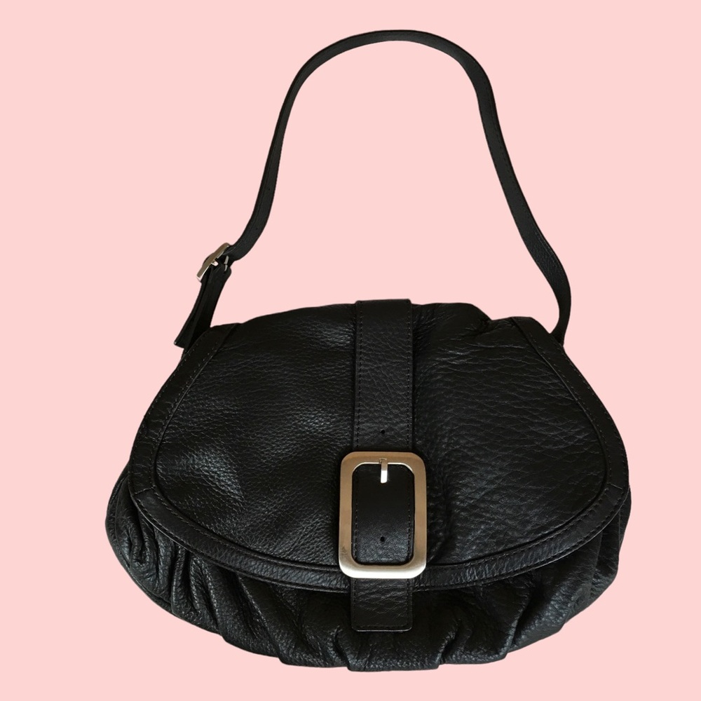 2 for $45 Cole Haan Black Pebbled Leather Small Handbag Shoulder Bag Front Flap